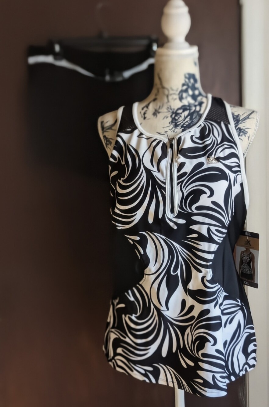 ZeroXposur Black & White Tankini Set NWT